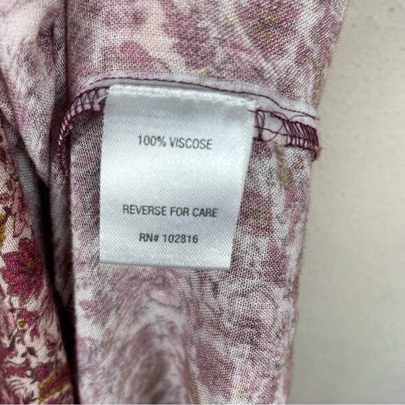 Garnet Hill Maroon Floral Peasant Pop Over Top 4 - Picture 7 of 8